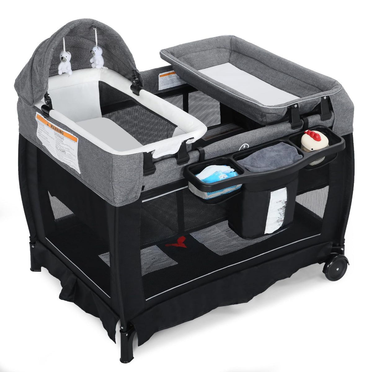 4 in 1 Foldable Pack and Play with Bassinet & Changing Table Y157703