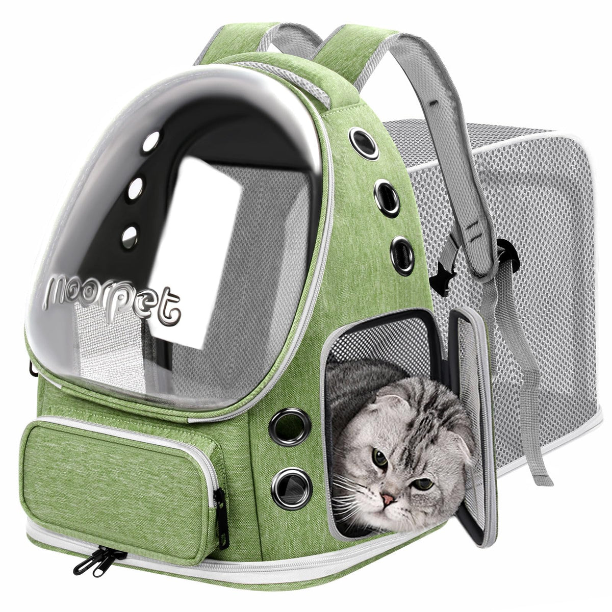 Green Expandable Breathable Pet Backpack Carrier N90066