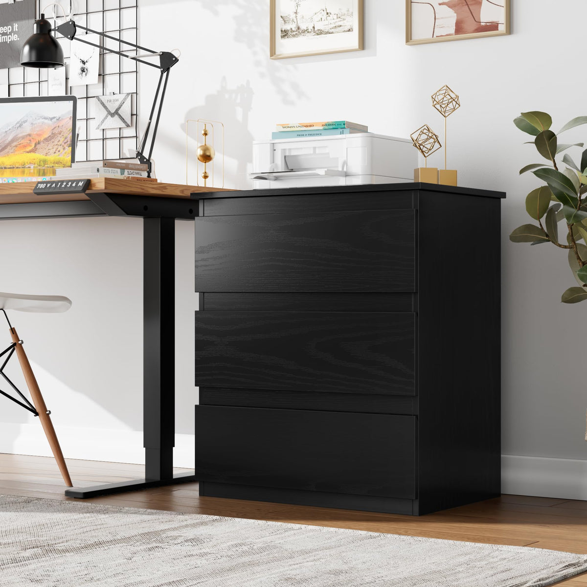 Black 3 Drawer Nightstand P234799