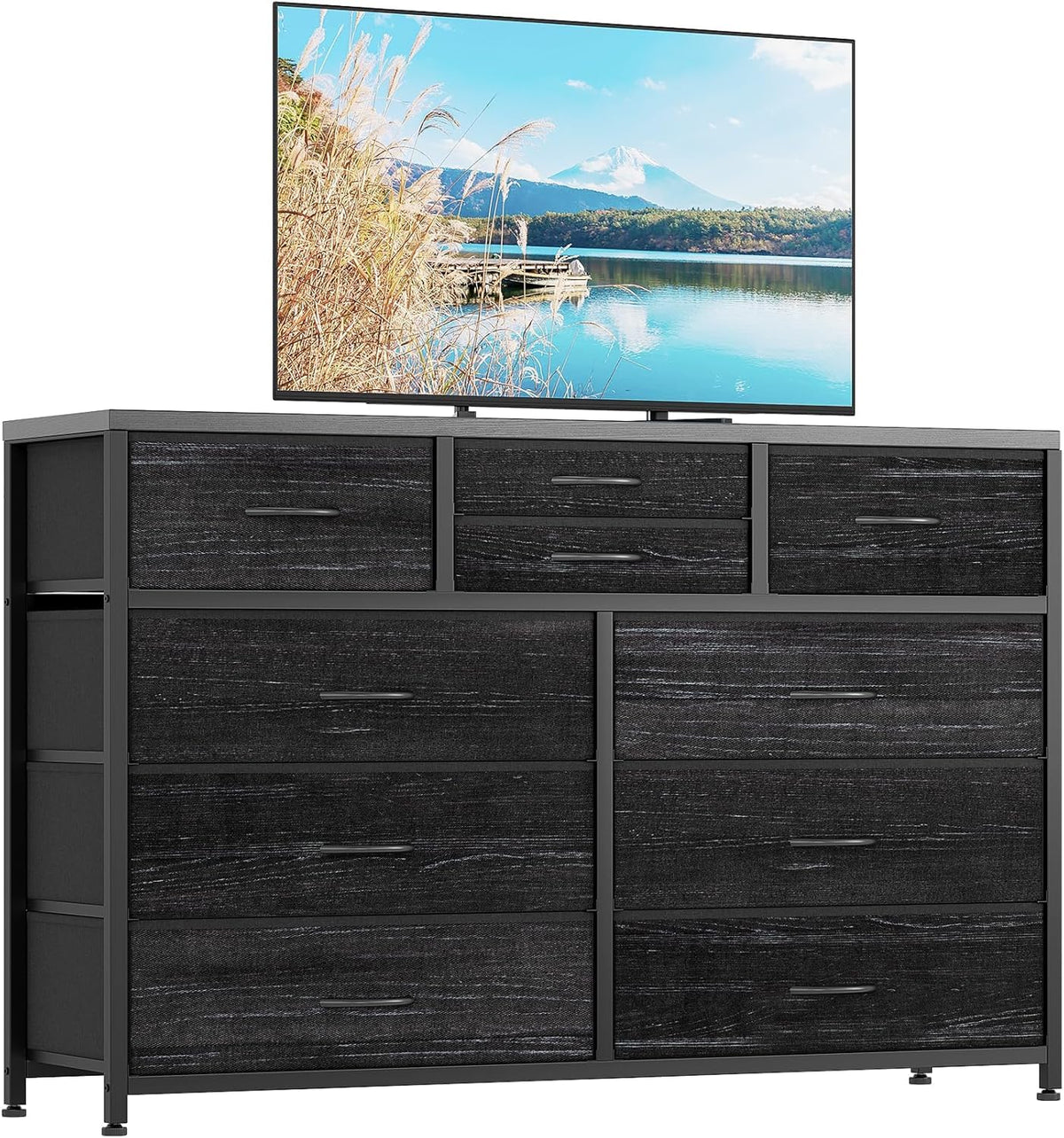 10 Drawer Fabric Dresser with Wood Top K850449