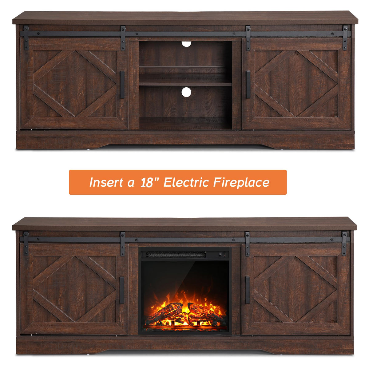 Farmhouse TV Stand for 60-75 inch TV E778