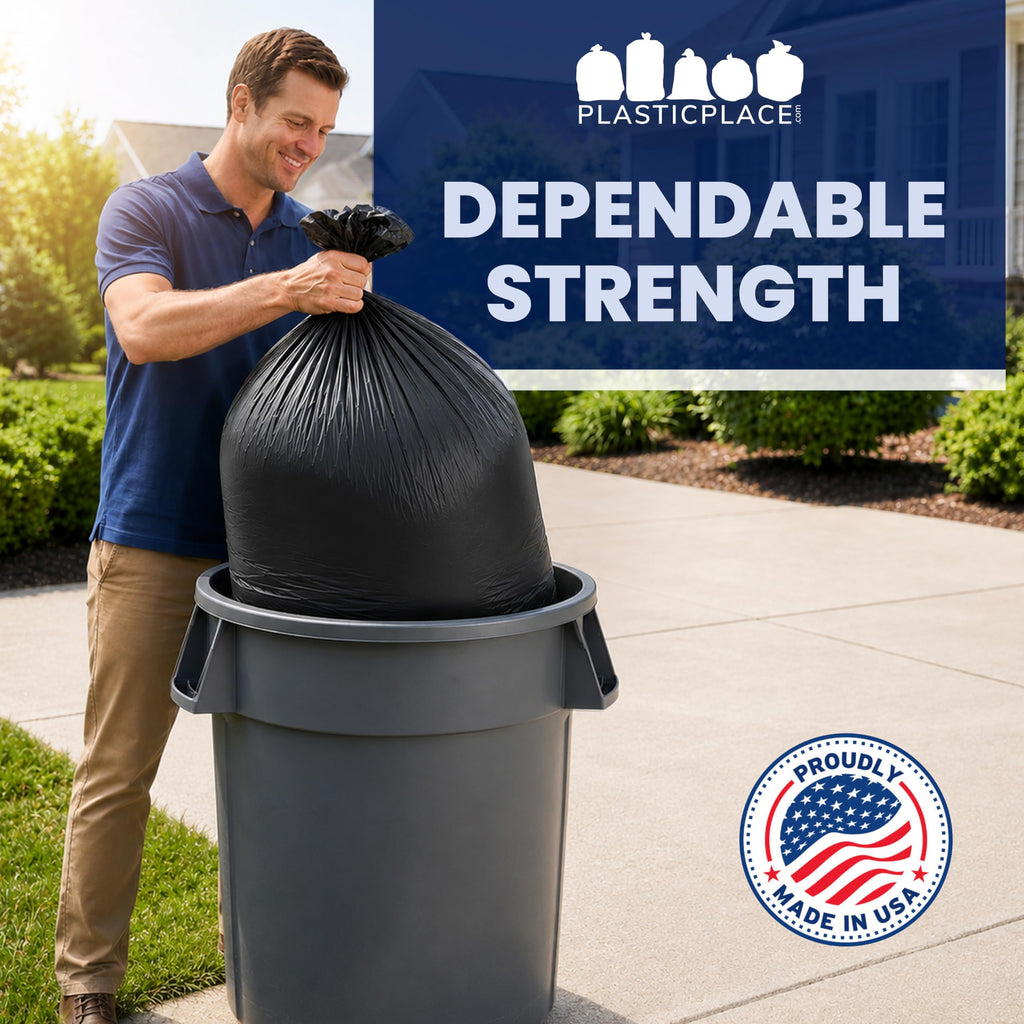 55-60 Gallon Heavy Duty Black Trash Bags, 100 Count Z48636