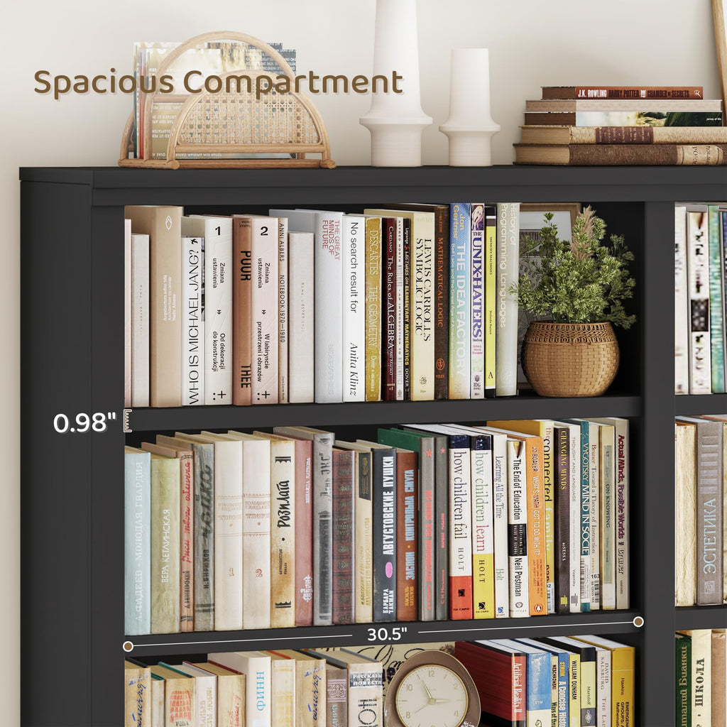 73" Tall Black 6-Tier Double Wide Bookshelf G672