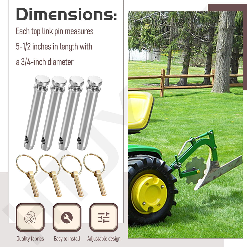 Cat 1 Top Link Pin Hitch Accessories, 4 Pack, 5-1/2, 3/4" Q716611