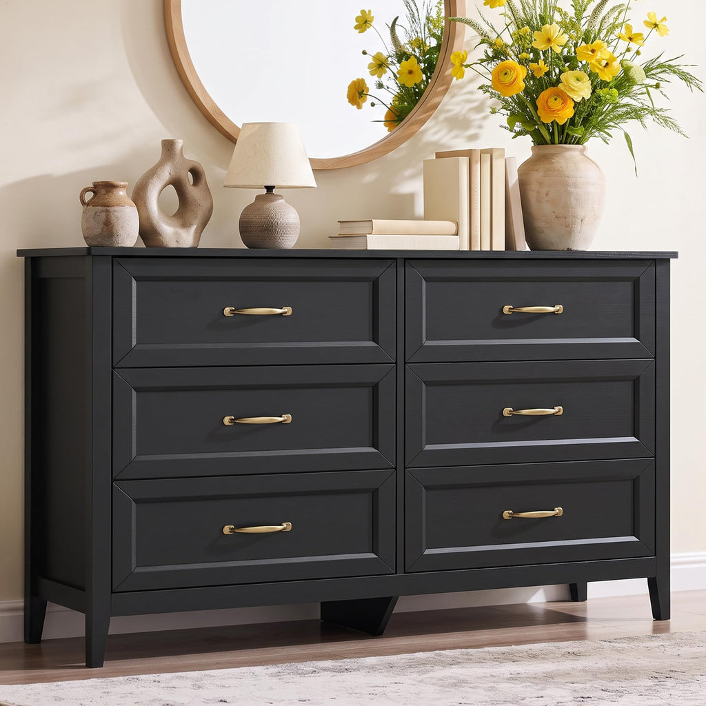Black 6 Drawer Dresser J6111
