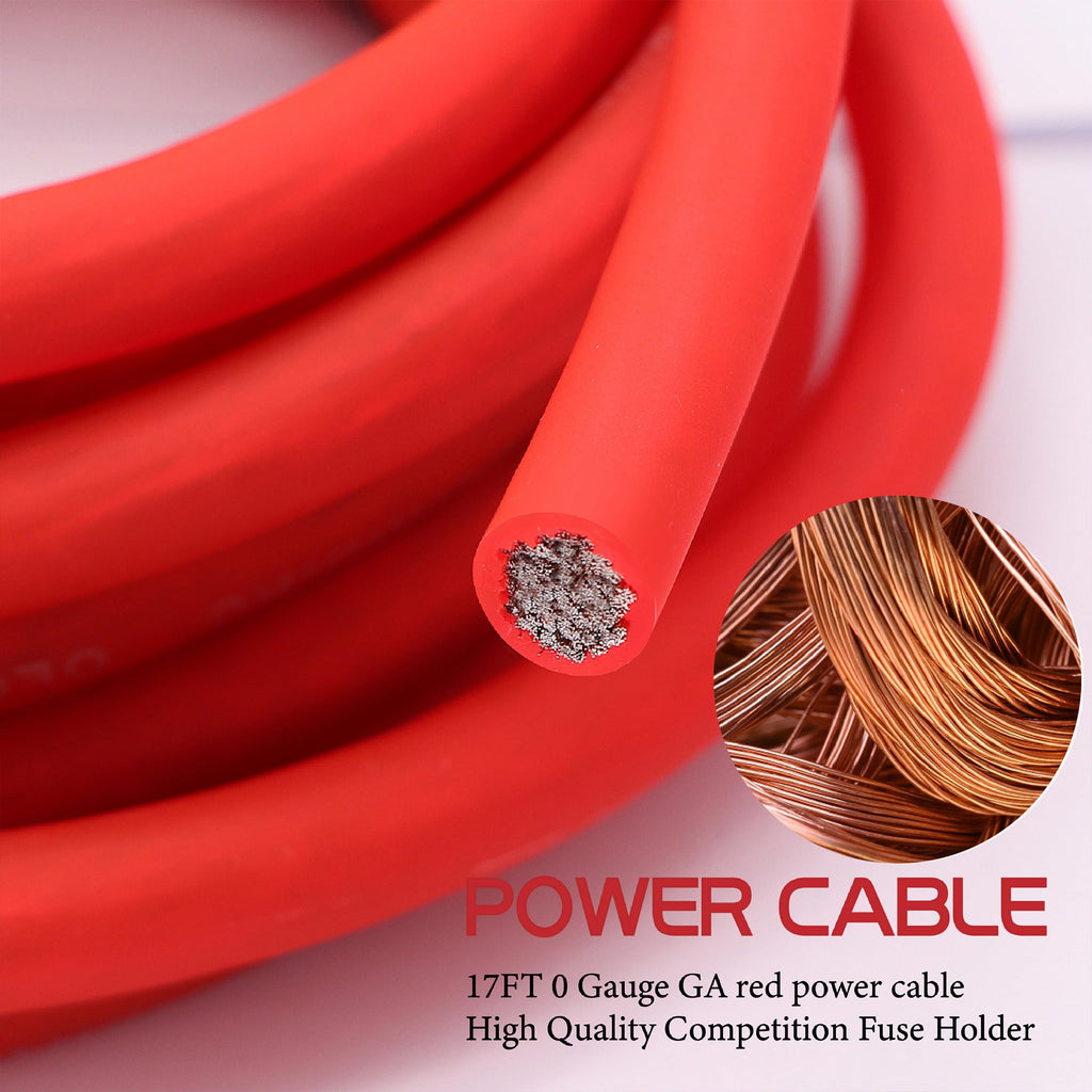 0 Gauge 3000W Amp Wiring Kit with 17FT CCA Power Cable Q49517