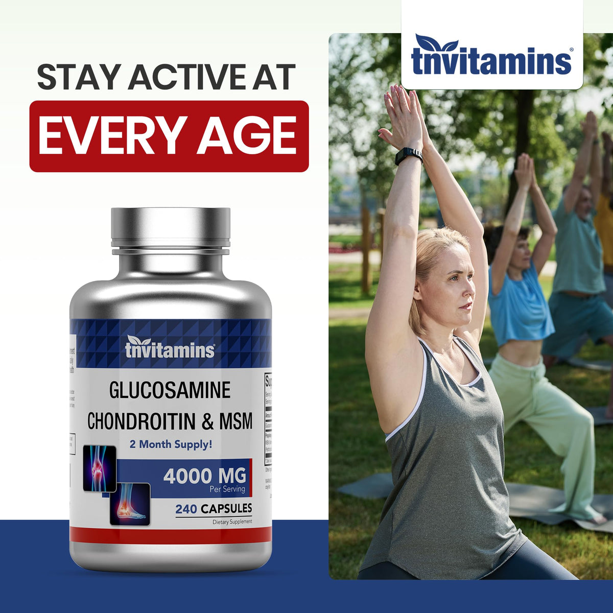 Glucosamine Chondroitin MSM 240 Capsules 4,000 mg Joint Support Supplement P11648
