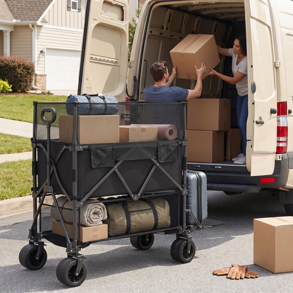 600L Foldable Collapsible Wagon Cart with Wheels S3190