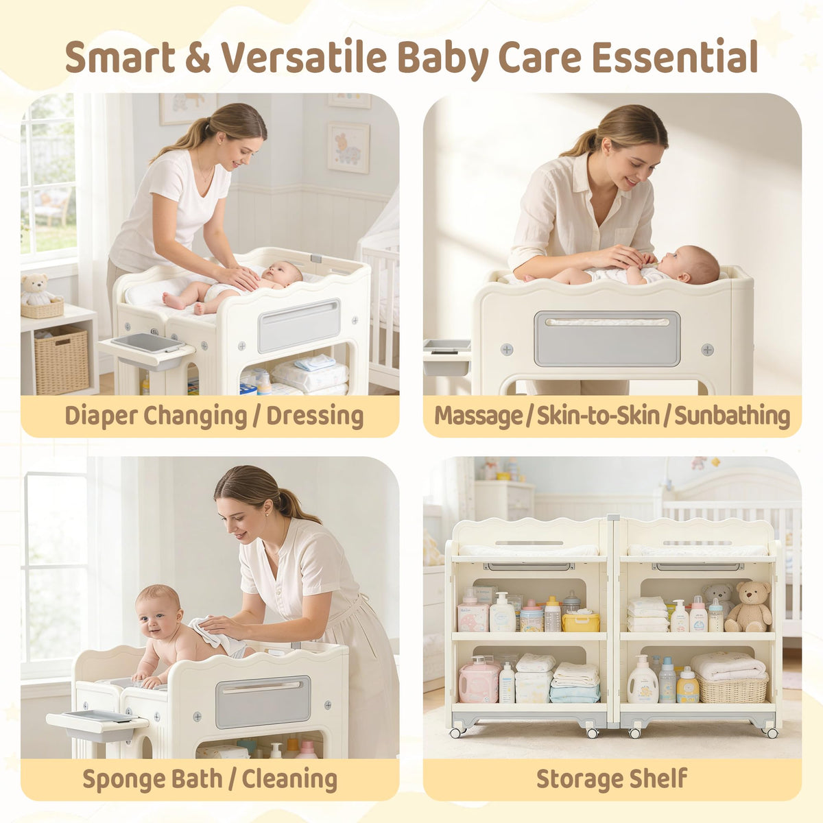 Foldable Portable Baby Changing Table with Storage Baskets L477