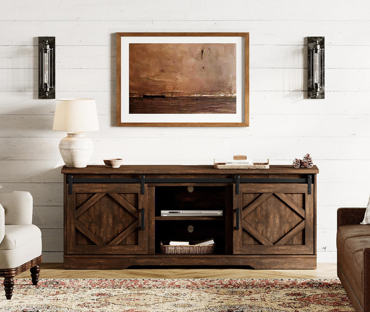 Farmhouse TV Stand for 60-75 inch TV E778