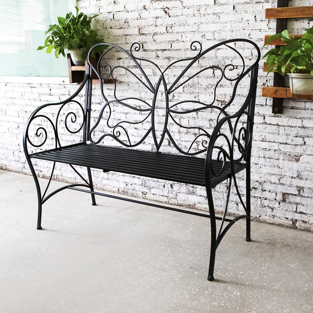 Outdoor Cast Iron Bench with Armrests Double Seats Z9579