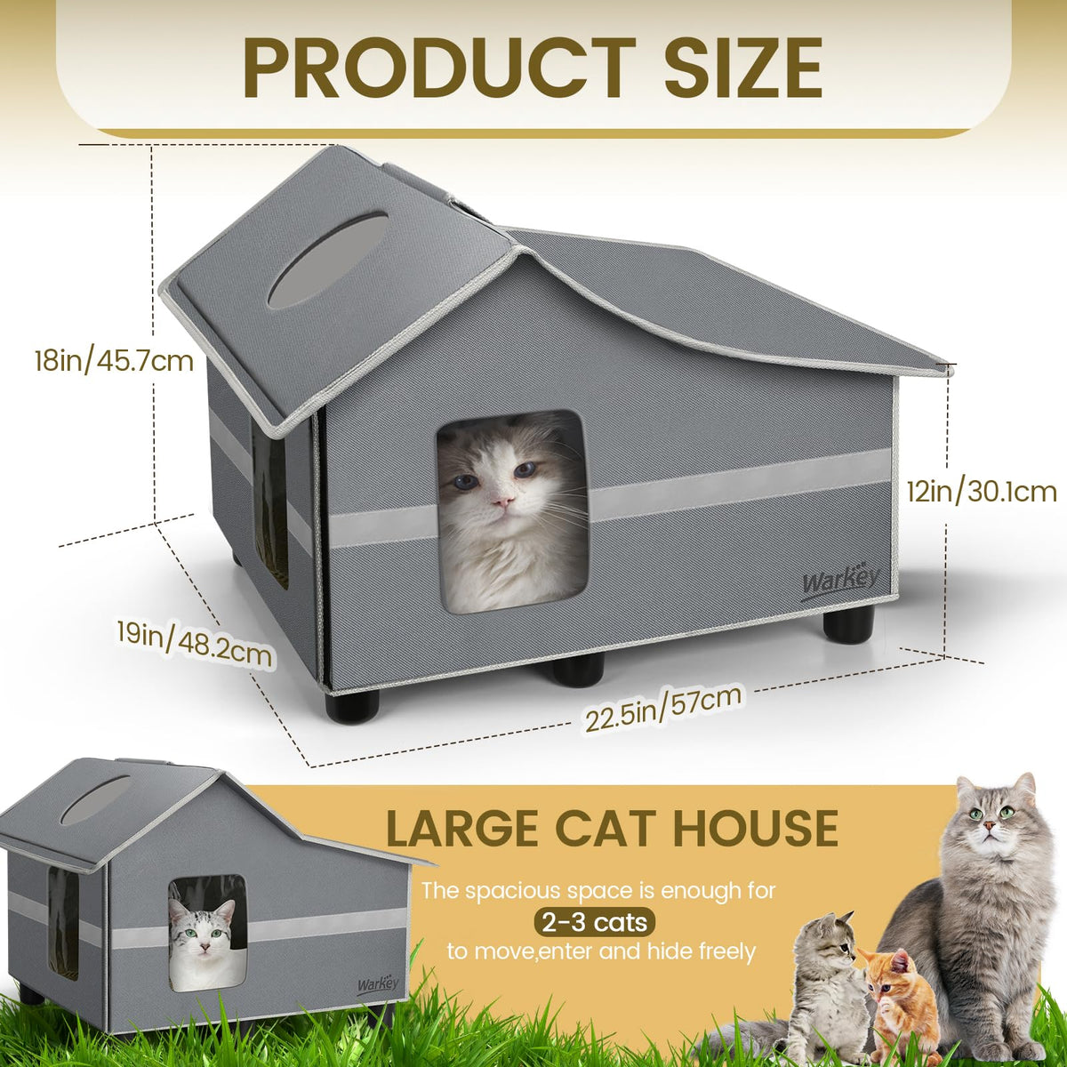 Weatherproof Insulated Outdoor Cat House with Cozy Mat Q418928