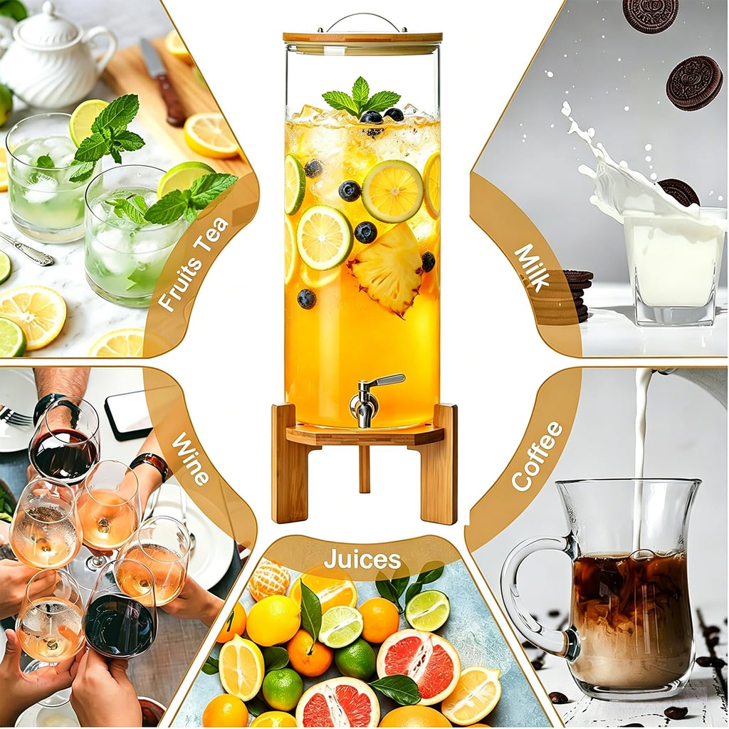 3.5 Gallon Glass Beverage Dispenser with Stand S9710