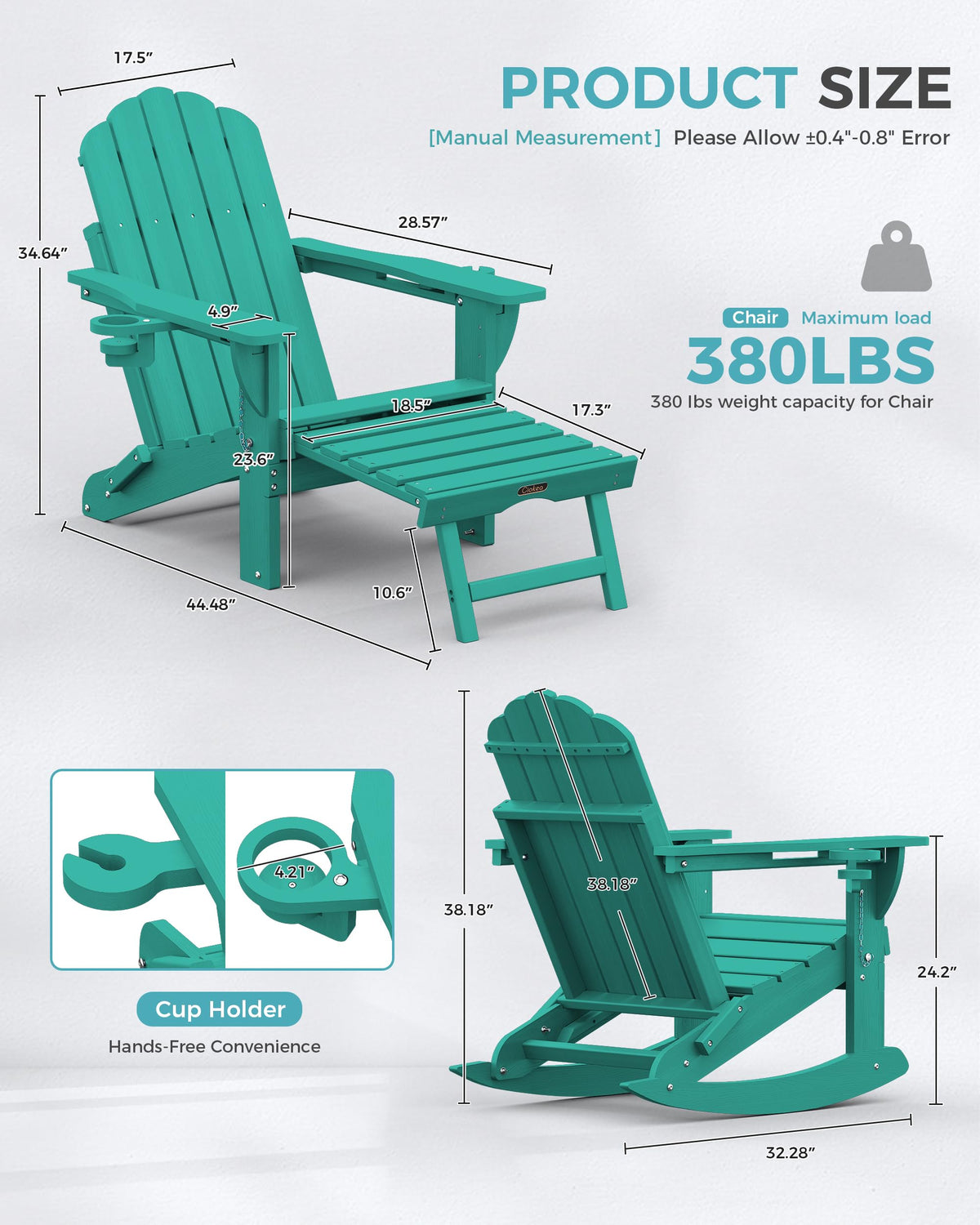 Adirondack Rocking Chair with Footrest W245829