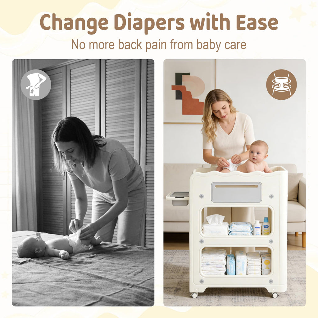 Foldable Portable Baby Changing Table with Storage Baskets L477