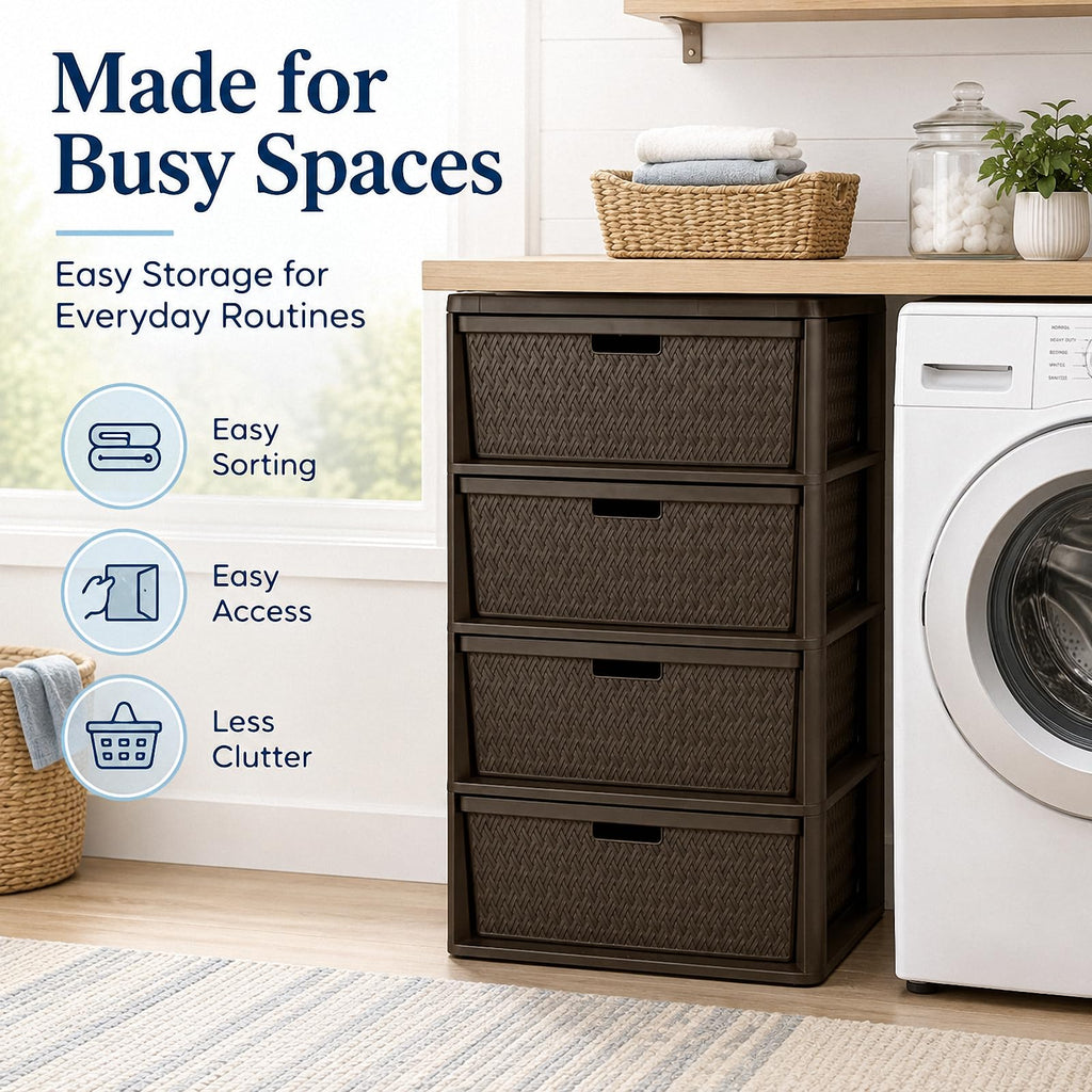4 Drawer Brown Plastic Storage Tower R6881