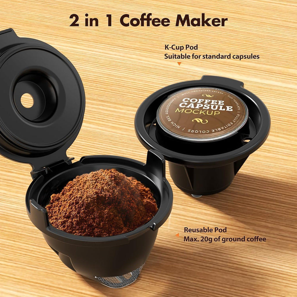 Single Serve 2 in 1 Coffee Maker with 40oz Removable Water Reservoir U50958