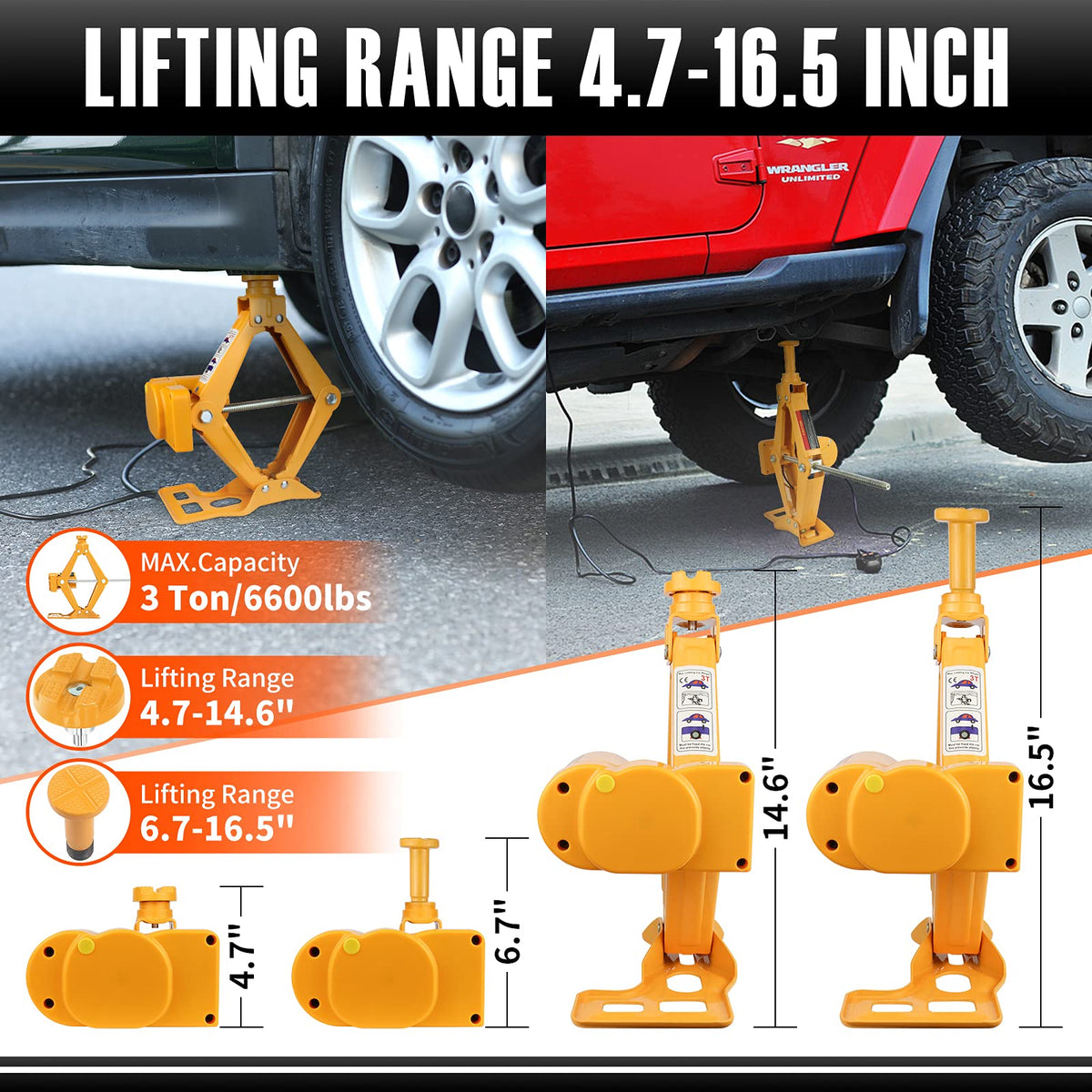 3 Ton 12V Electric Scissor Car Jack Kit with Impact Wrench O7667