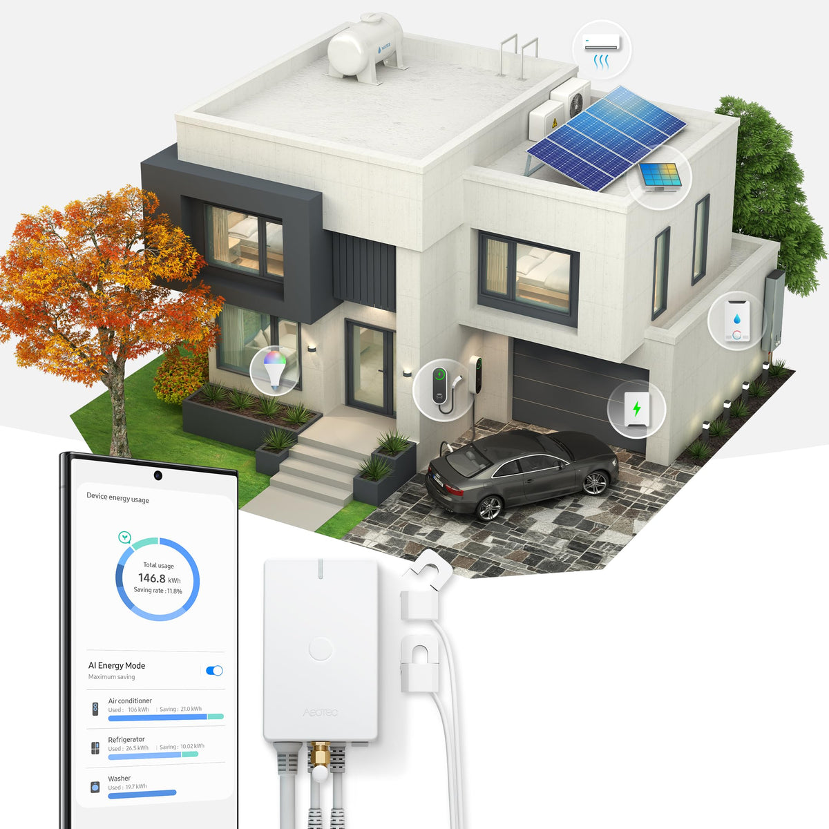 Home Energy Meter 8 Z-Wave Long Range 2x200A Clamp-On Sensor D37057