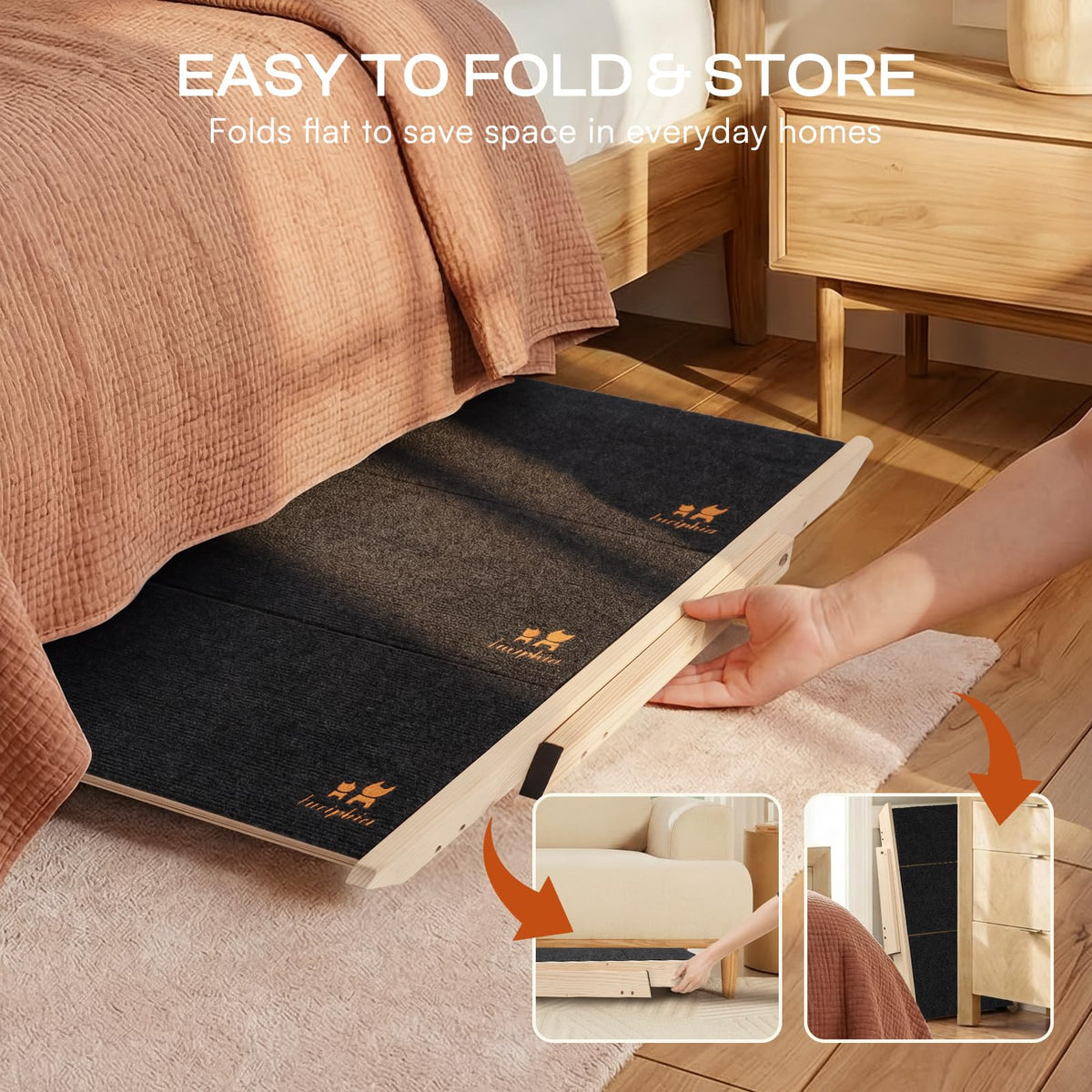 Wooden 4-Step Foldable Anti-Slip Dog Stairs R314