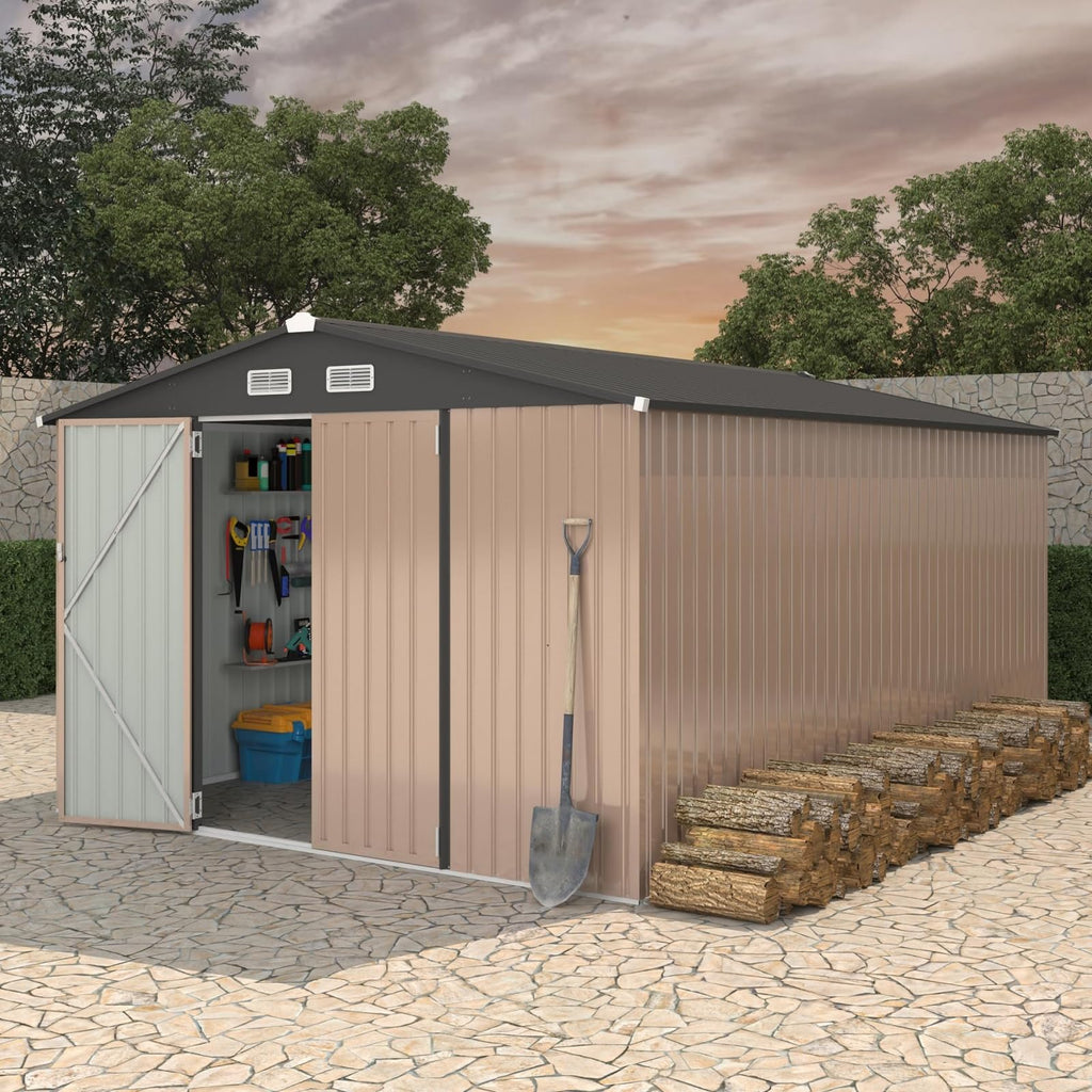 10X14 Ft Galvanized Steel Metal Storage Shed X64815