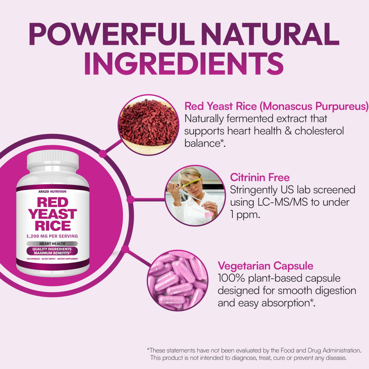 Red Yeast Rice Extract 1200 MG Vegetarian 120 Capsules Q3808