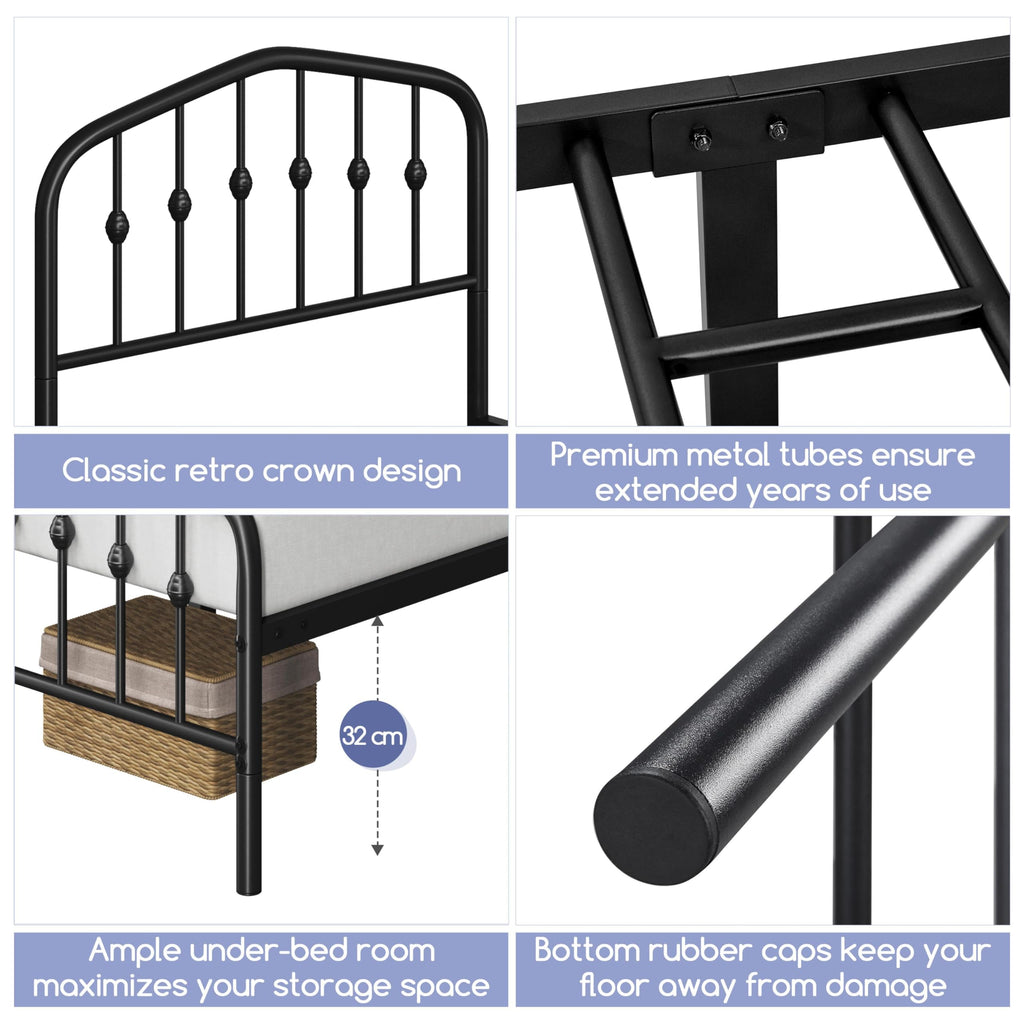 Twin Metal Bed Frame with Victorian Headboard I231