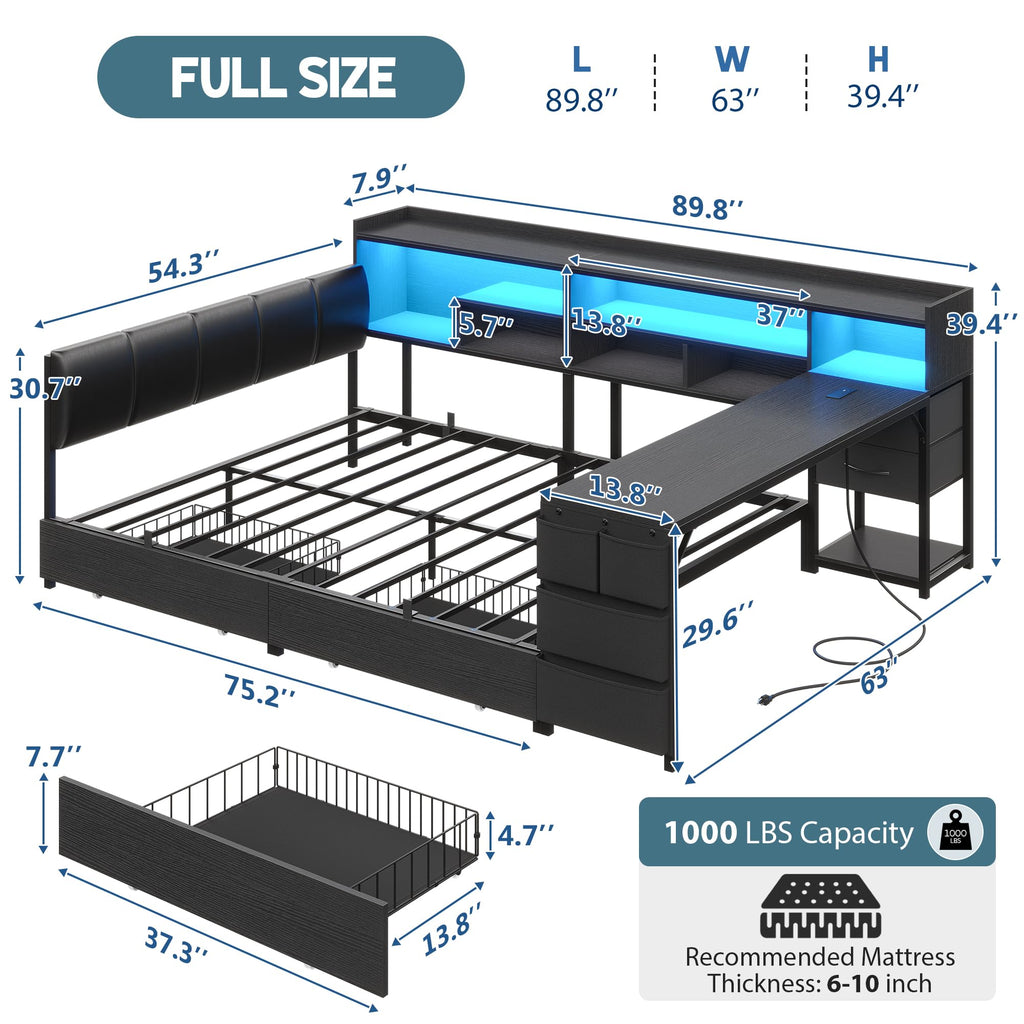 Corner Bed with Storage and Desk M9574