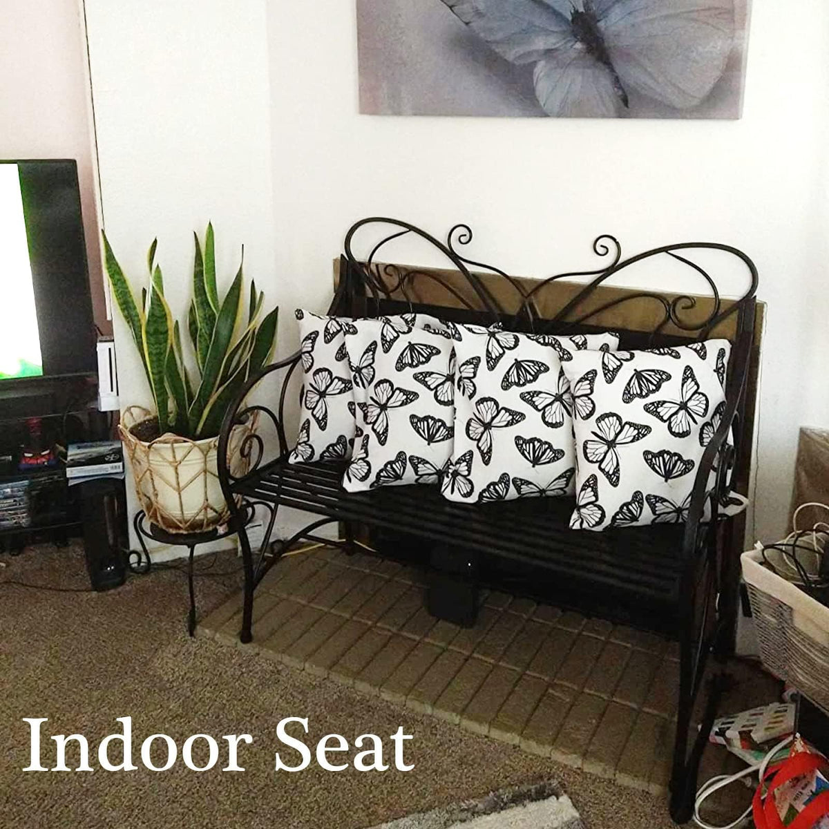 Outdoor Cast Iron Bench with Armrests Double Seats Z9579