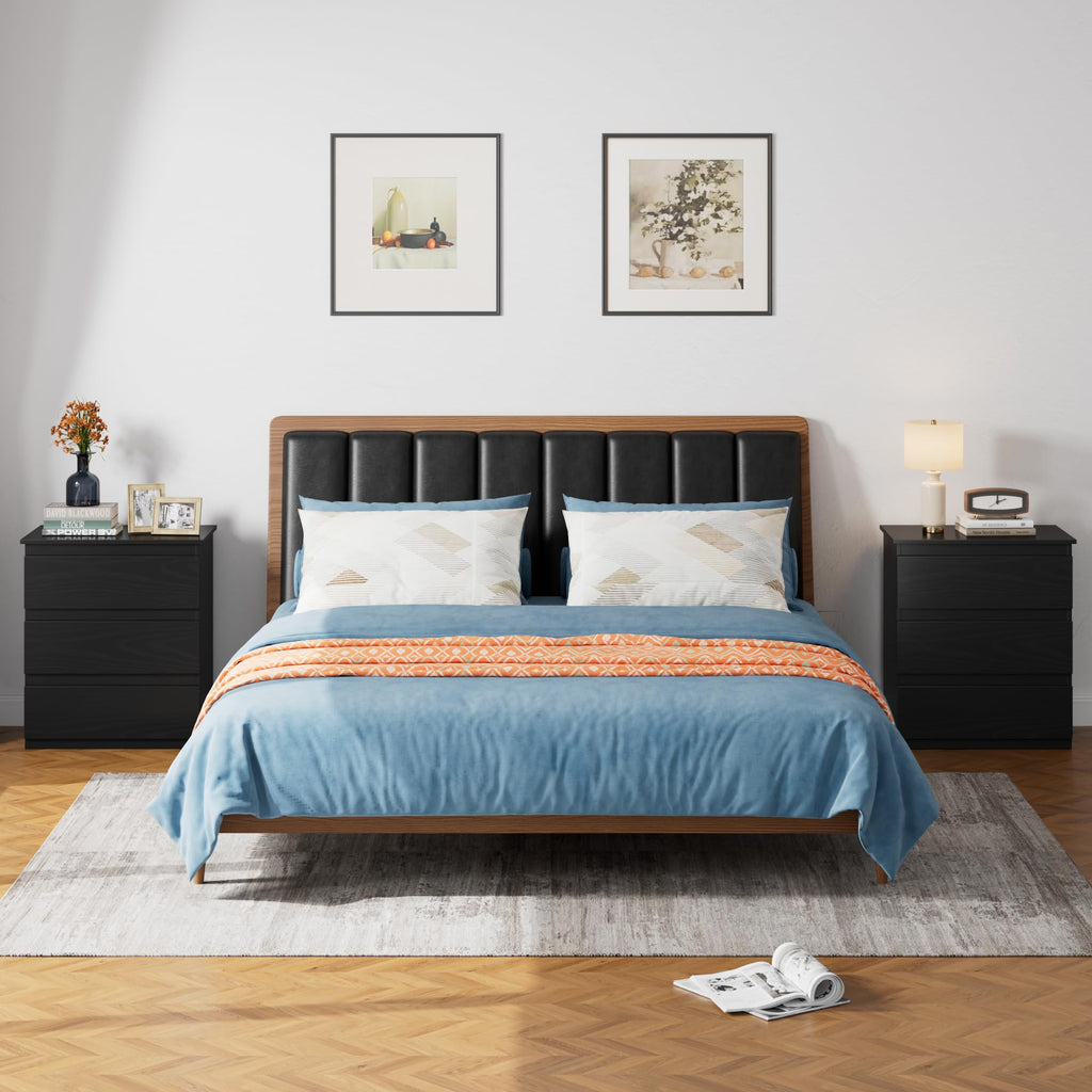 Black 3 Drawer Nightstand P234799