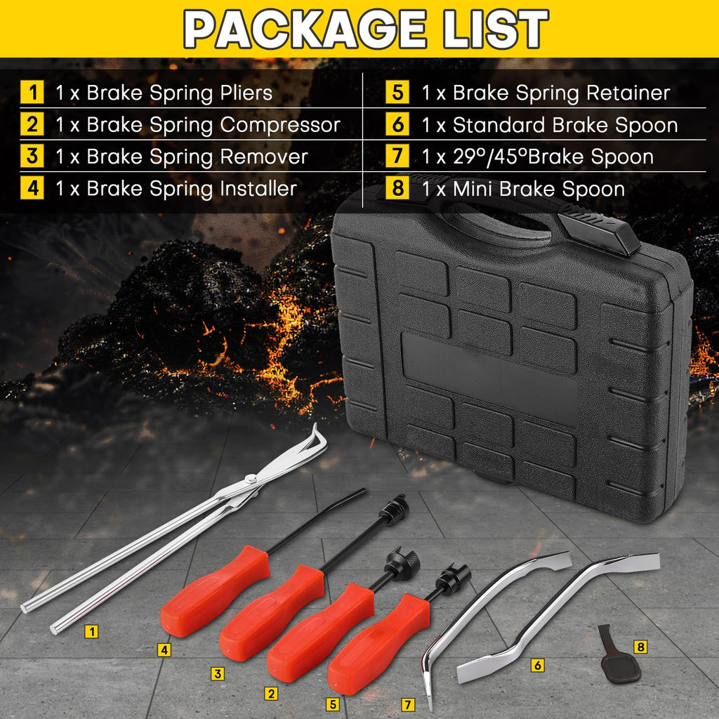 8 Pc Drum Brake Tool Kit Black F883