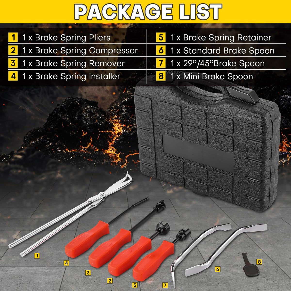 8 Pc Drum Brake Tool Kit Black F883