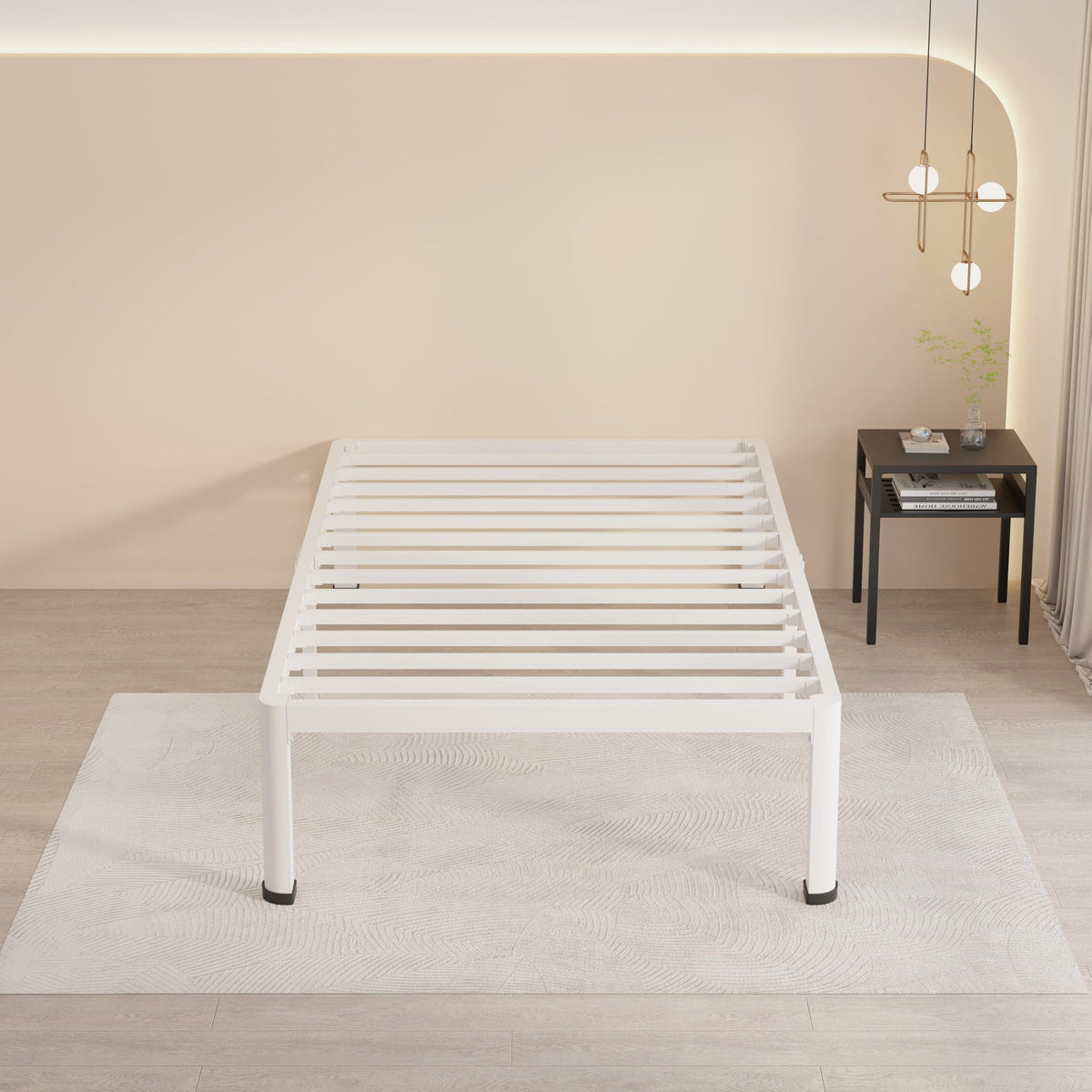 14 Inch Twin Metal Platform Bed Frame White L648084
