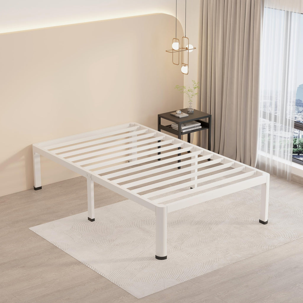 14 Inch Twin Metal Platform Bed Frame White L648084