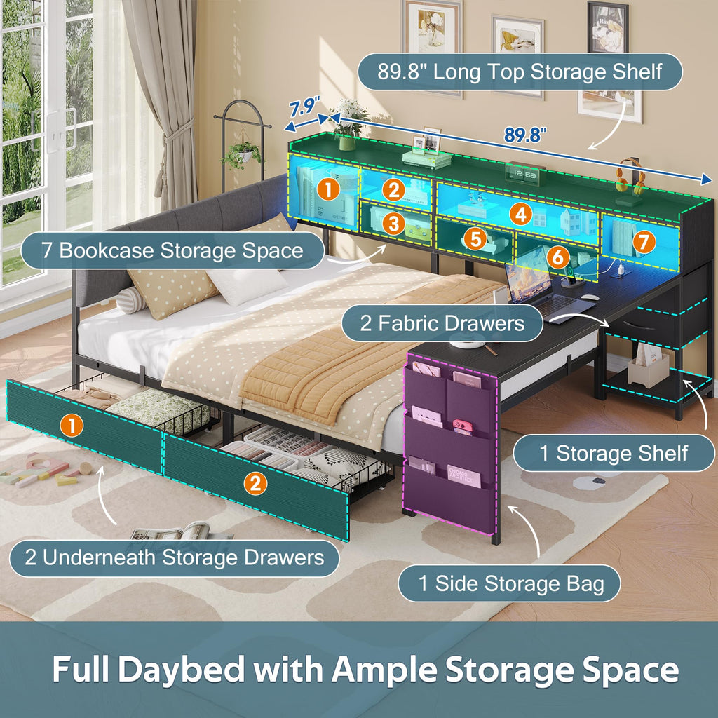 Corner Bed with Storage and Desk M9574