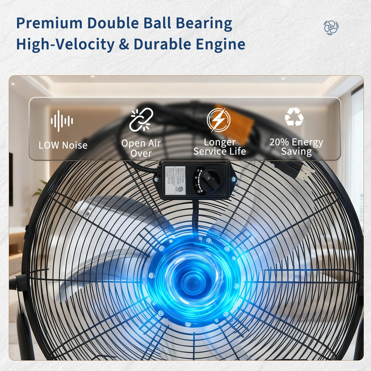 20 inch 3-Speed Metal Industrial Floor Fan L129790