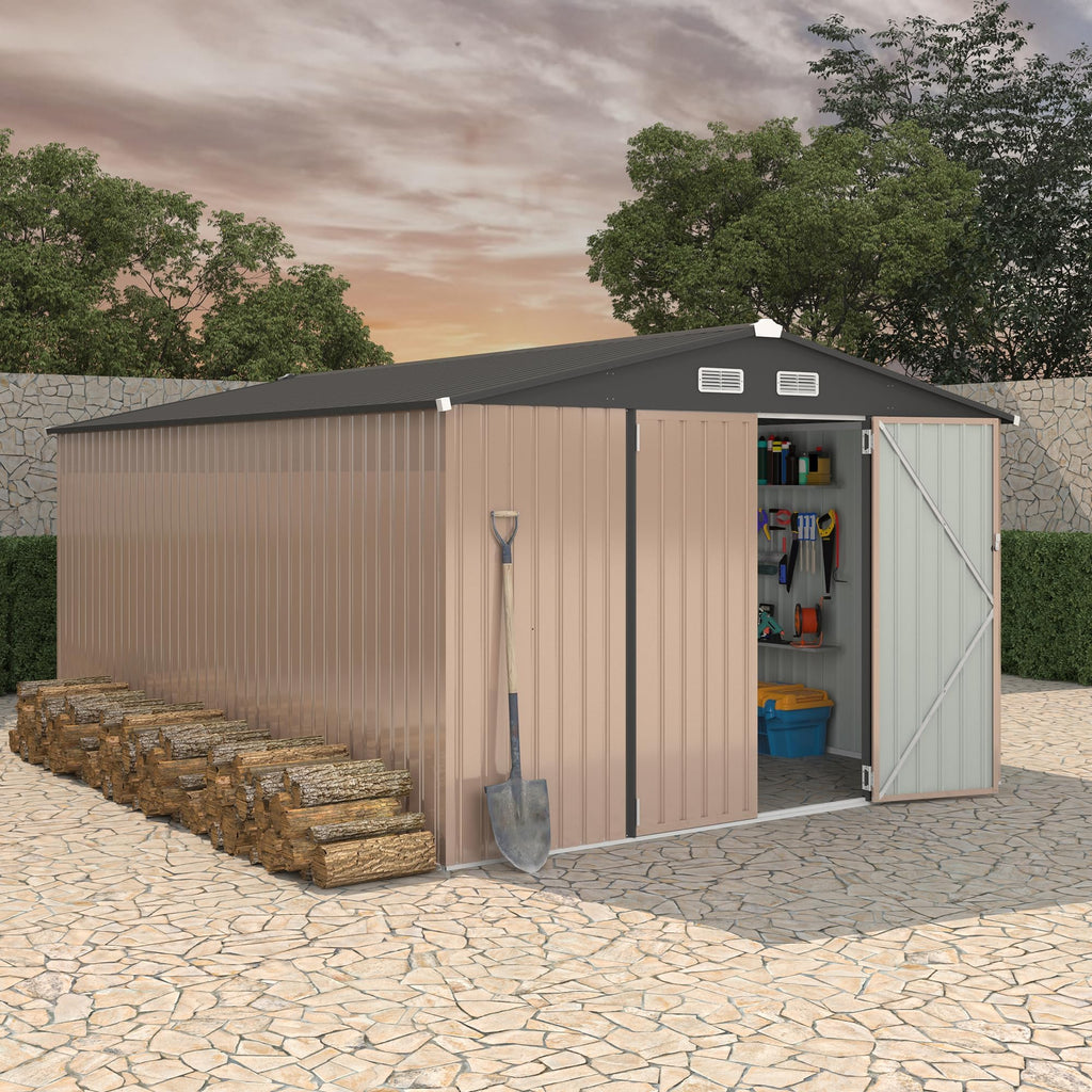 10X14 Ft Galvanized Steel Metal Storage Shed X64815