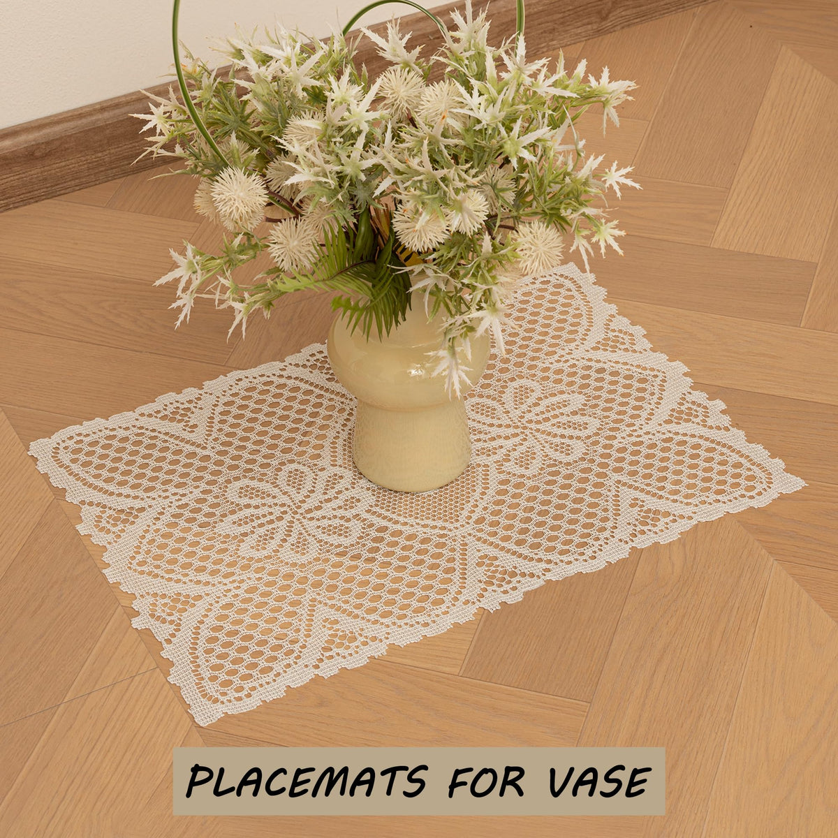 2 Pcs Rectangle Lace Placemats 12x17 Inch H68968