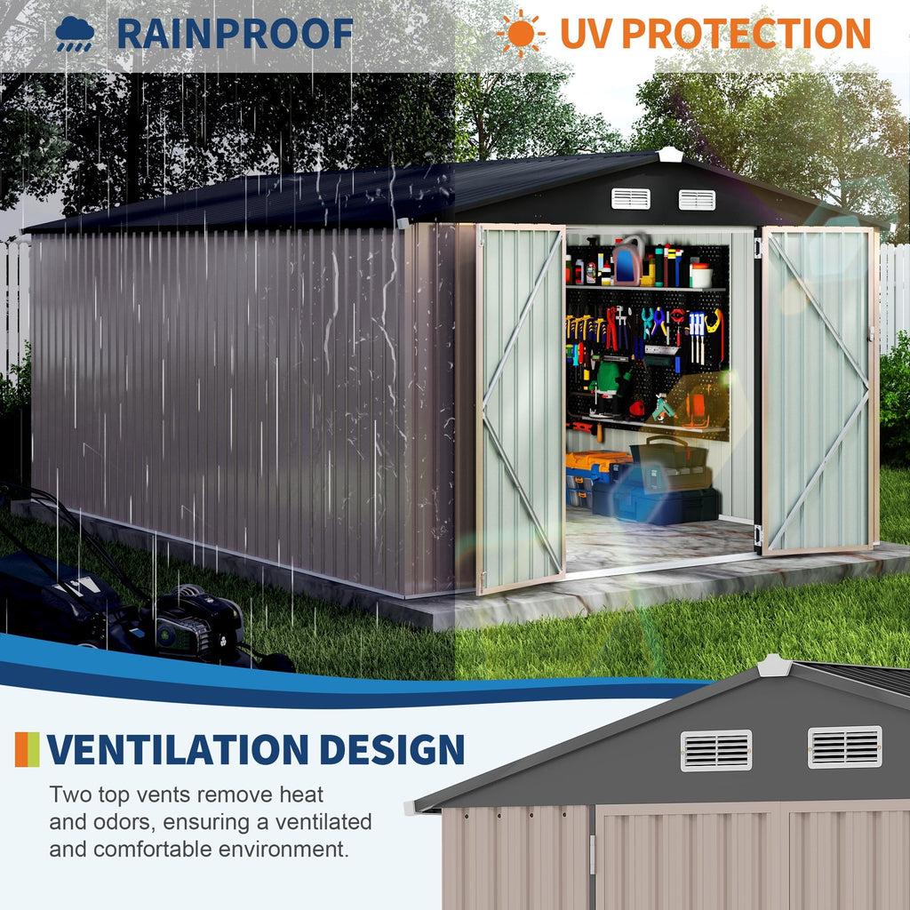 10X14 Ft Galvanized Steel Metal Storage Shed X64815