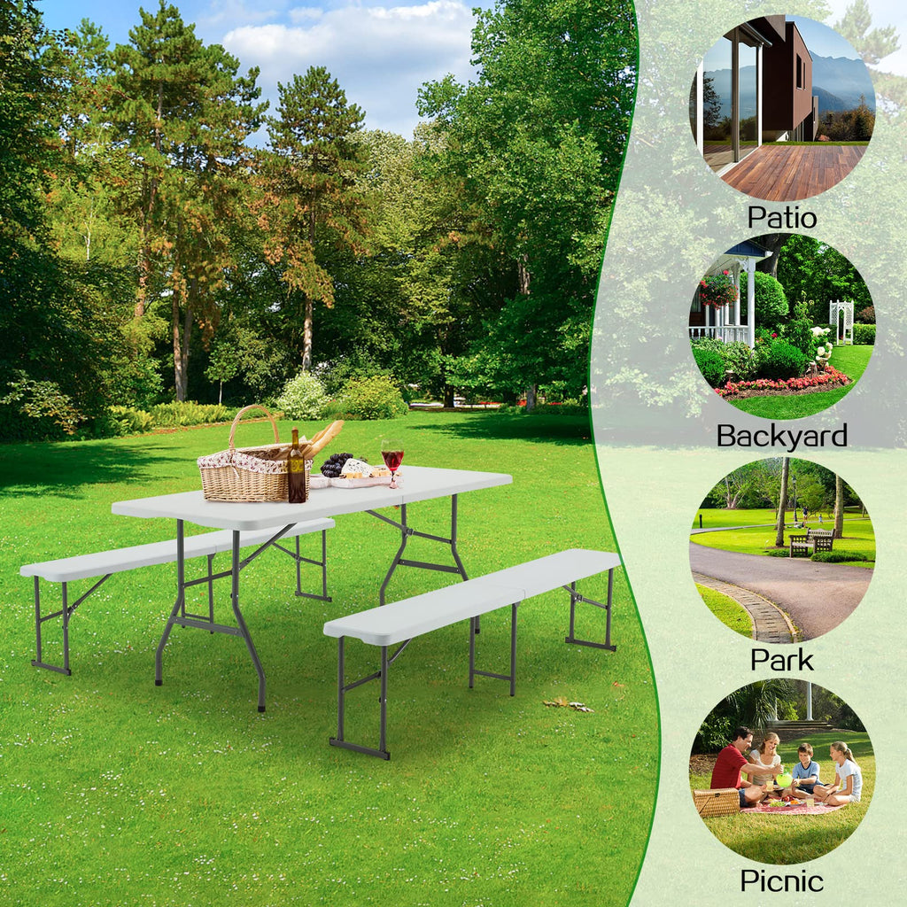 6FT White Plastic Folding Table with Carrying Handle R518