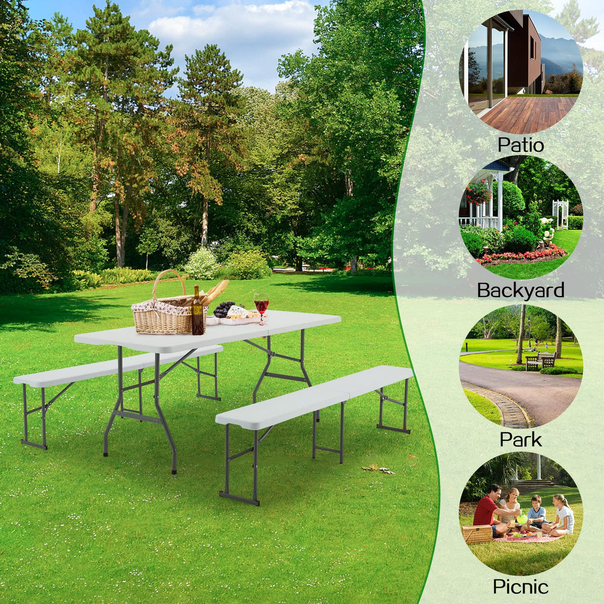 6FT White Plastic Folding Table with Carrying Handle R518