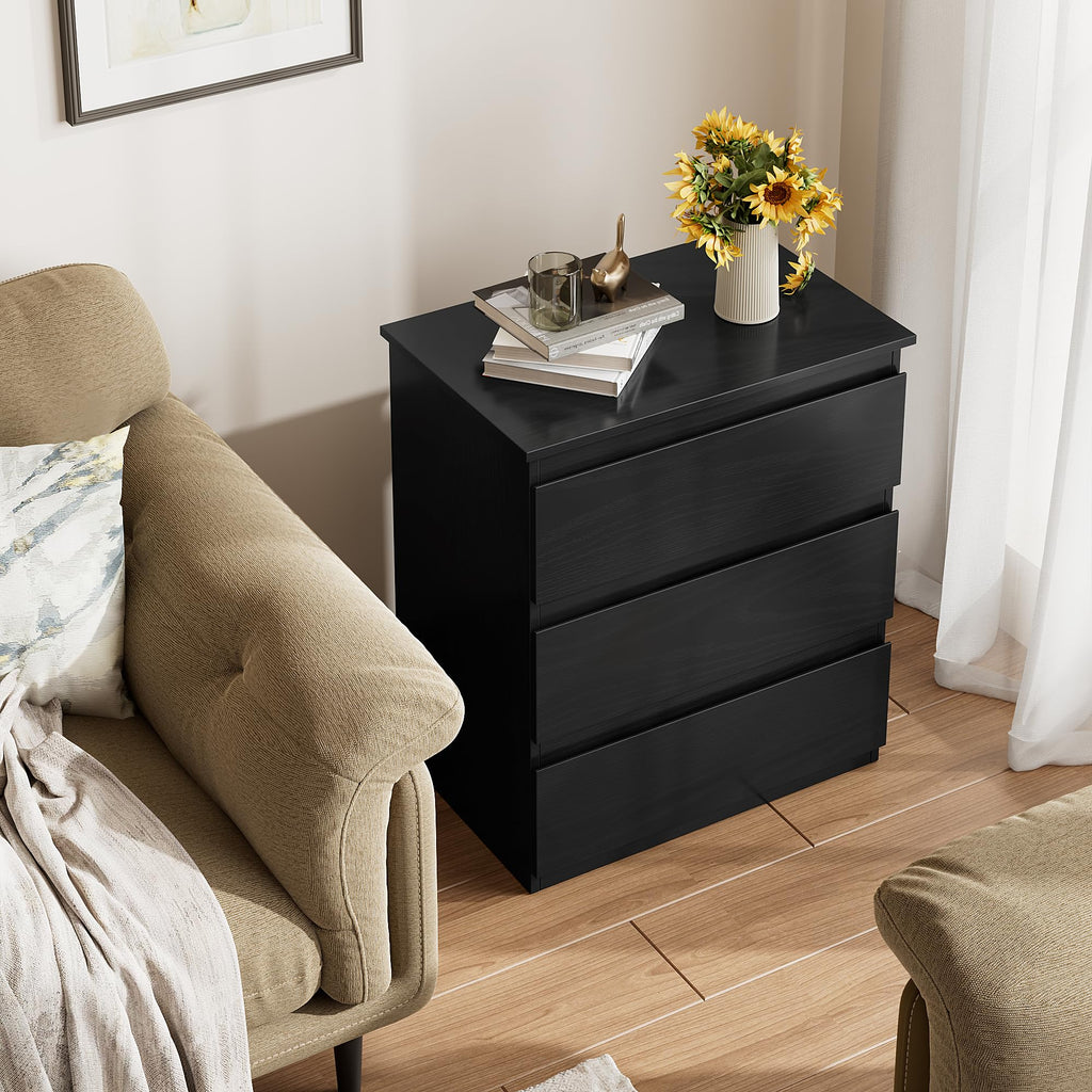Black 3 Drawer Nightstand P234799
