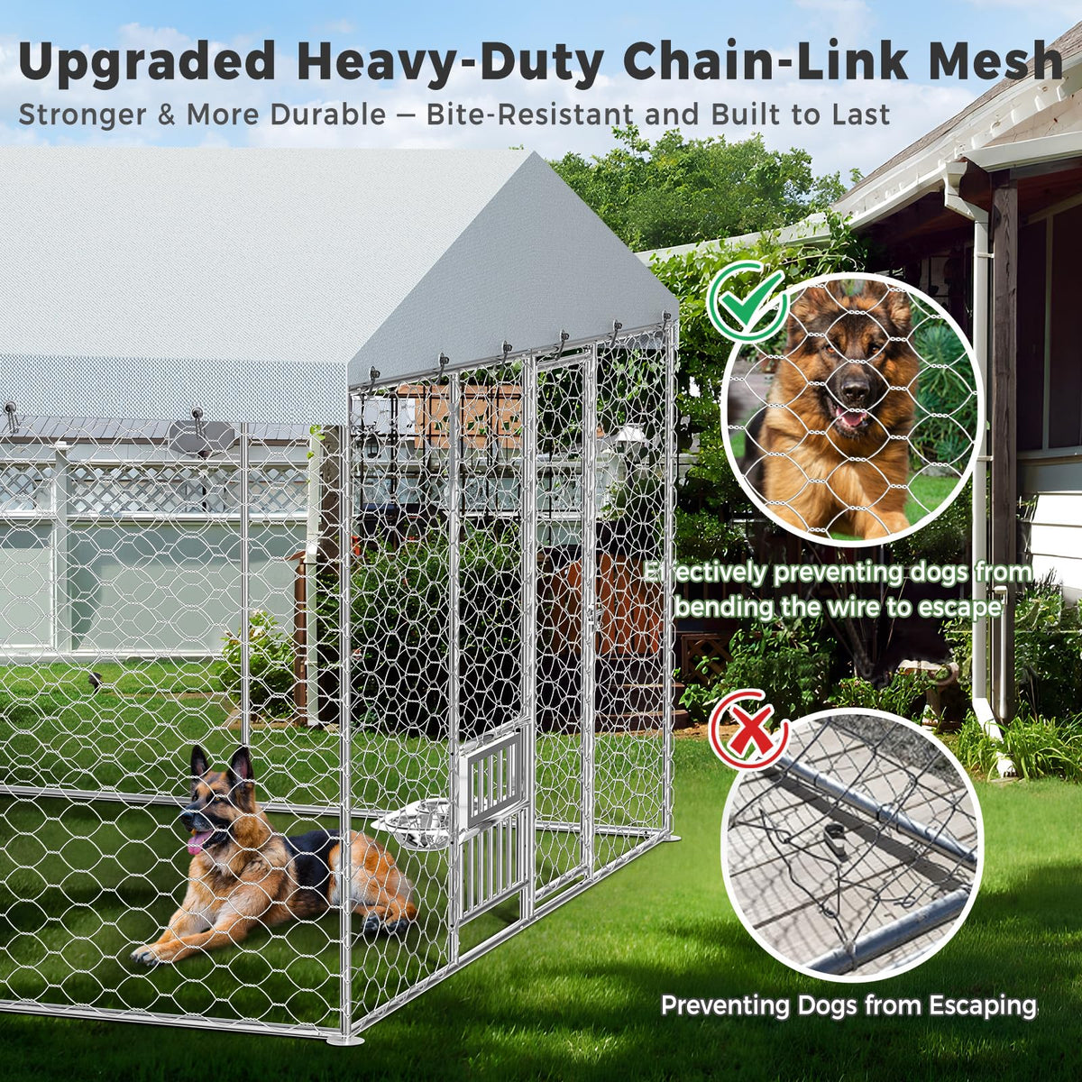 20×10×5.6FT Outdoor Dog Kennel with Bowls H911