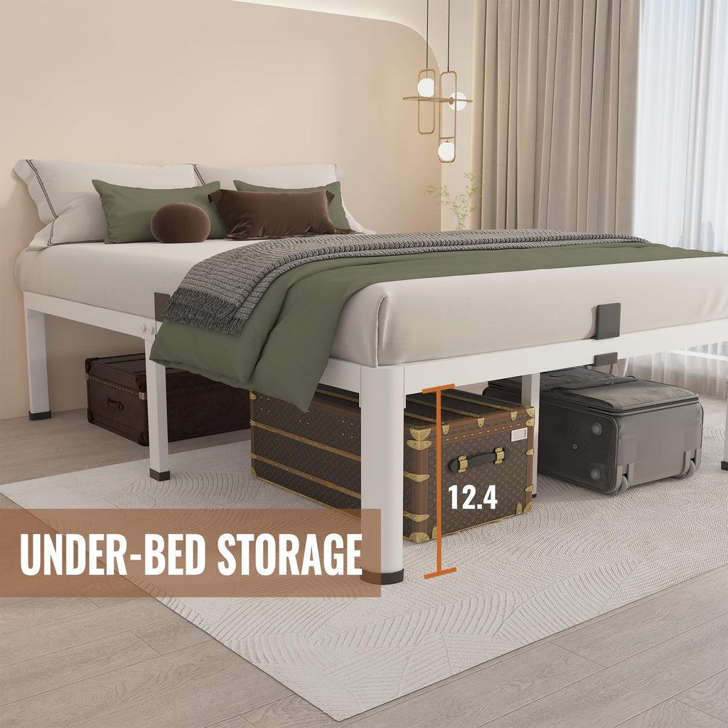 14 Inch Twin Metal Platform Bed Frame White L648084