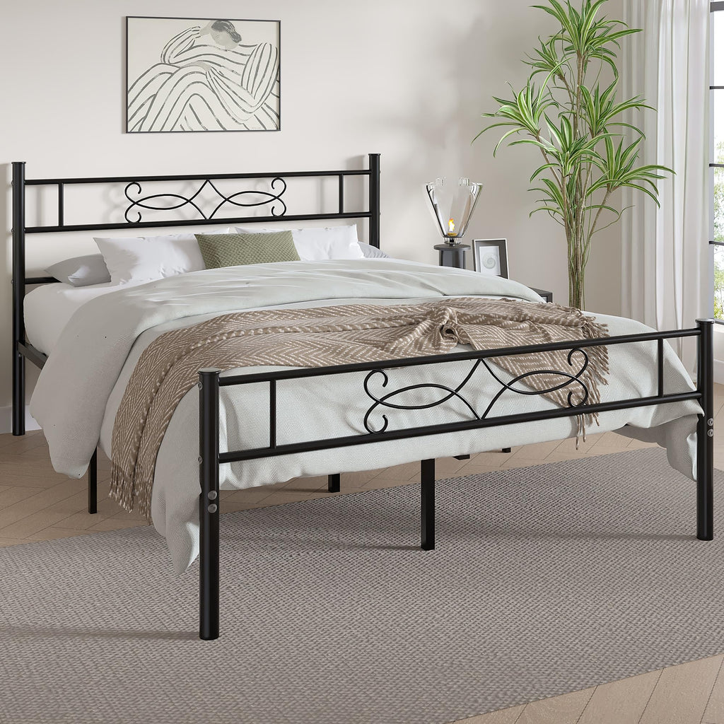 14" Full Size Metal Platform Bed Frame with Headboard Y880998