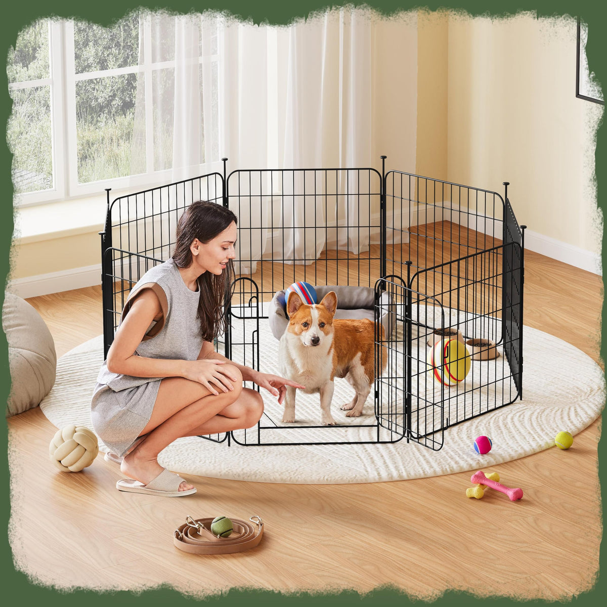24in 8-Panel Expandable Dog Playpen Q6163