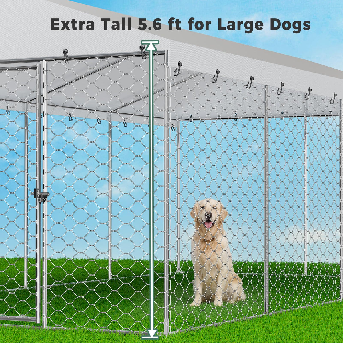 20×10×5.6FT Outdoor Dog Kennel with Bowls H911