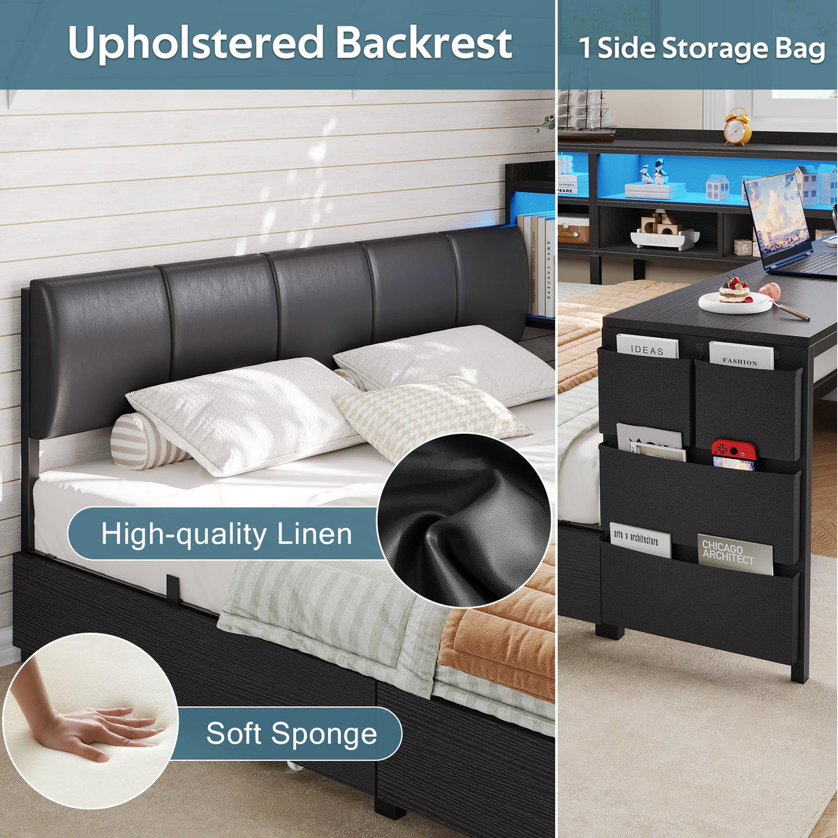 Corner Bed with Storage and Desk M9574