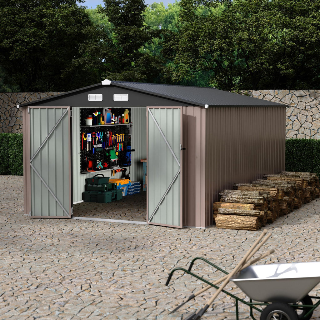 10X14 Ft Galvanized Steel Metal Storage Shed X64815